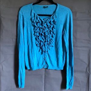 Ruffled button down long sleeve top